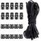 20 Pcs Plastic Cord Locks kit Elastic Bungee Nylon Shock Cord 1/8" 50 ft Lengths, DaKuan 10 Pcs Sing-Hole, 10 pcs Double-Hole (Black) End Spring Toggle Stopper Slider with Crafting Stretch String